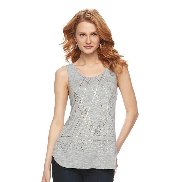 Women's' Apt. 9&reg; Strappy Graphic Tank, Size: Small, Med Grey