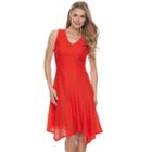 Petite Dana Buchman Asymmetrical Lace Fit & Flare Dress, Women's, Size: L Petite, Brt Red