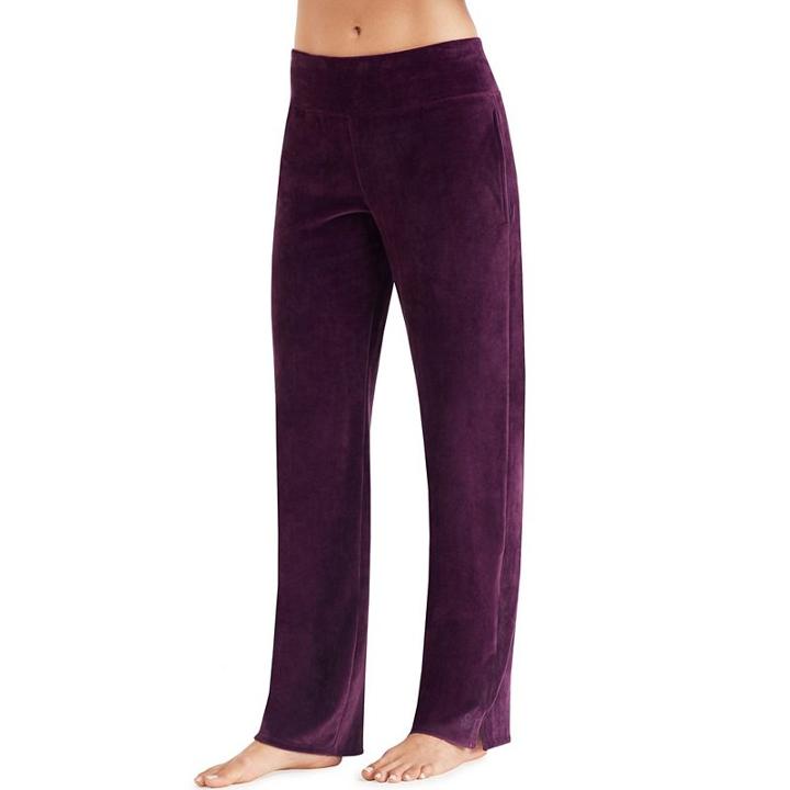 Women's Cuddl Duds Plush Velour Pants, Size: Regular, Med Purple