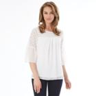 Women's Apt. 9 Embroidered 3/4-sleeve Top, Size: Xlrg Av/rg, White Oth