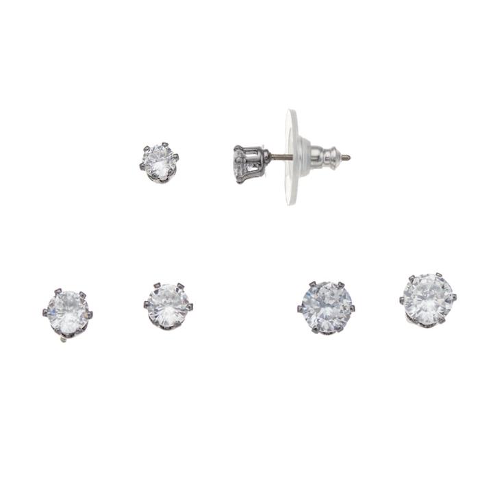 Simply Vera Vera Wang Cubic Zirconia Stud Earring Set, Women's, Silver