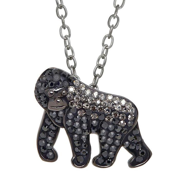 Animal Planet Sterling Silver Crystal Silverback Gorilla Pendant, Women's, Size: 18, Grey