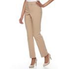 Petite Gloria Vanderbilt Haven Microtech Straight-leg Pants, Women's, Size: 16 Petite, Beig/green (beig/khaki)