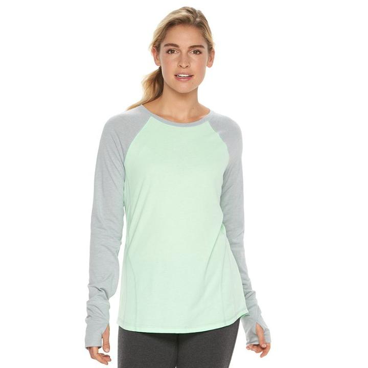 Women's Tek Gear&reg; Printed Raglan Layering Tee, Size: Large, Lt Green