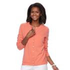 Women's Croft & Barrow&reg; Ribbed-trim Cardigan, Size: Xl, Lt Orange