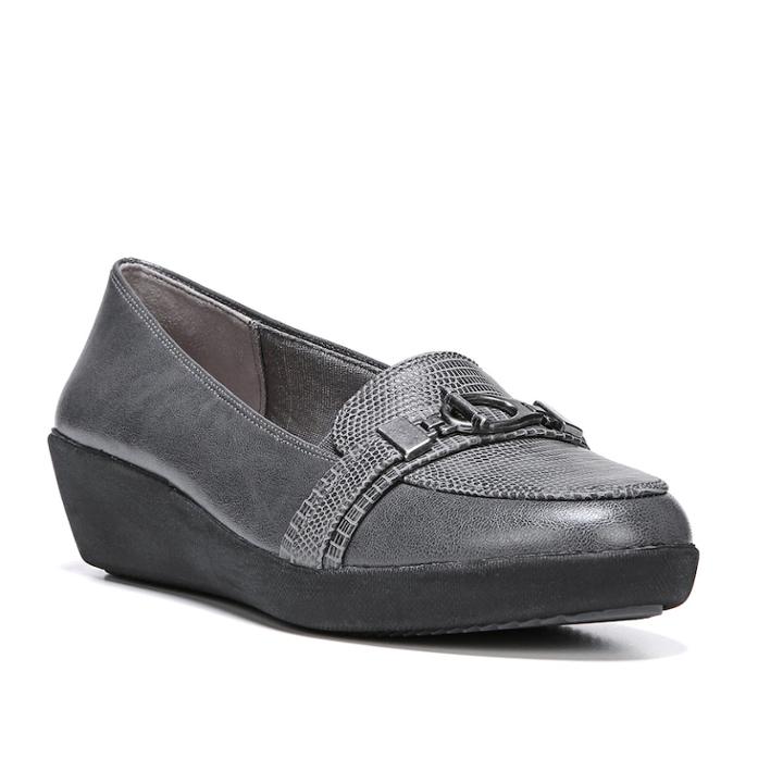 Lifestride Merge Women's Wedge Loafers, Size: Medium (6), Dark Grey