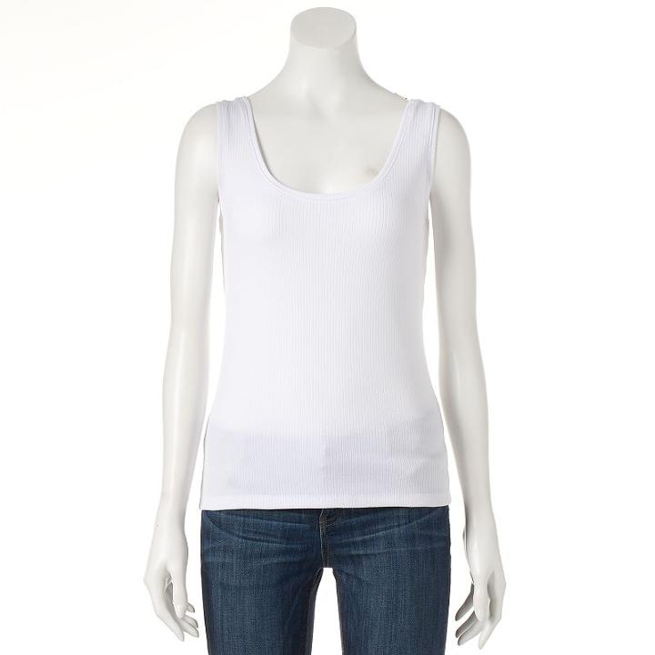 Women's Apt. 9&reg; Ribbed Tank, Size: Large, White