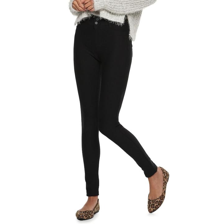 Juniors' Candie's&reg; Mid-rise Ponte Leggings, Teens, Size: Small, Black