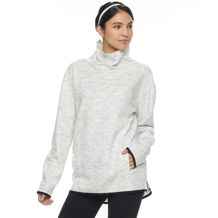 Women's Tek Gear&reg; Fleece Funnel Neck Pullover Top, Size: Large, White