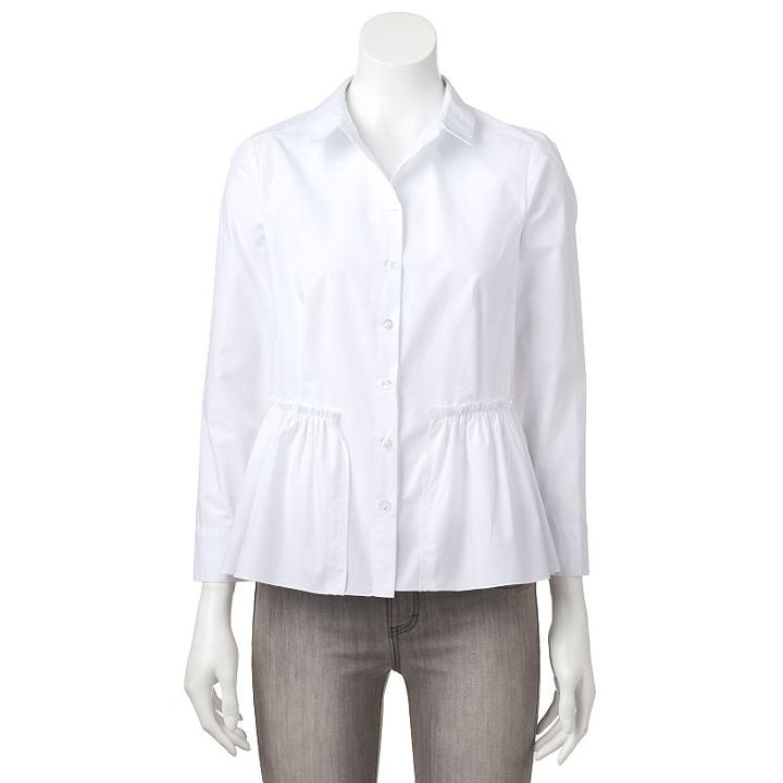 Women's Wdny Black Peplum Blouse, Size: Xl, White