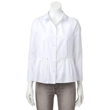 Women's Wdny Black Peplum Blouse, Size: Xl, White