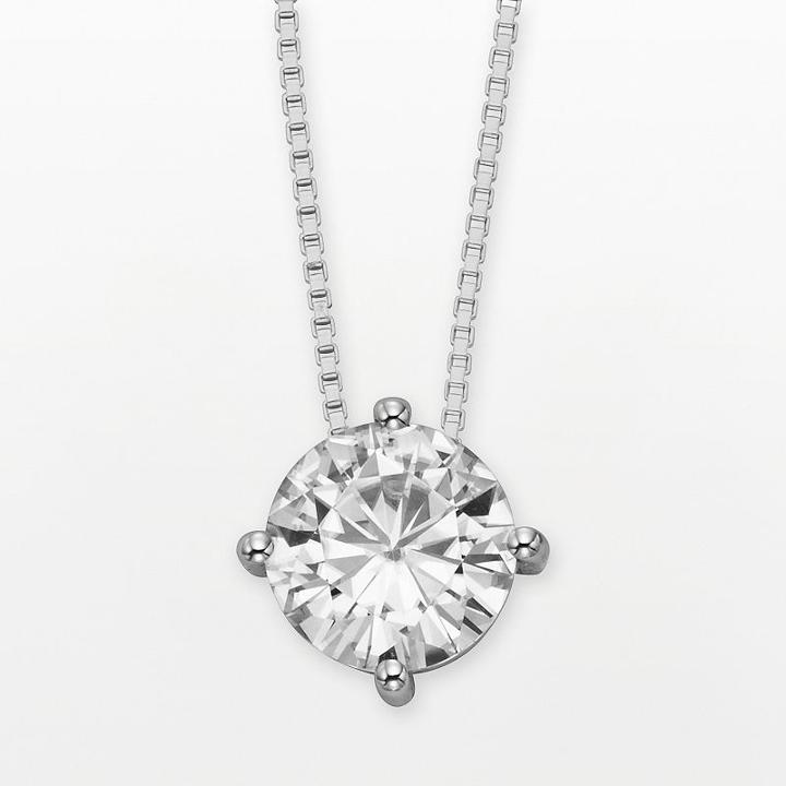 Forever Brilliant 14k White Gold Round-cut 1 9/10-ct. T.w. Lab-created Moissanite Pendant, Women's, Size: 18