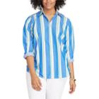 Plus Size Chaps Striped No-iron Broadcloth Shirt, Women's, Size: 2xl, Light Blue