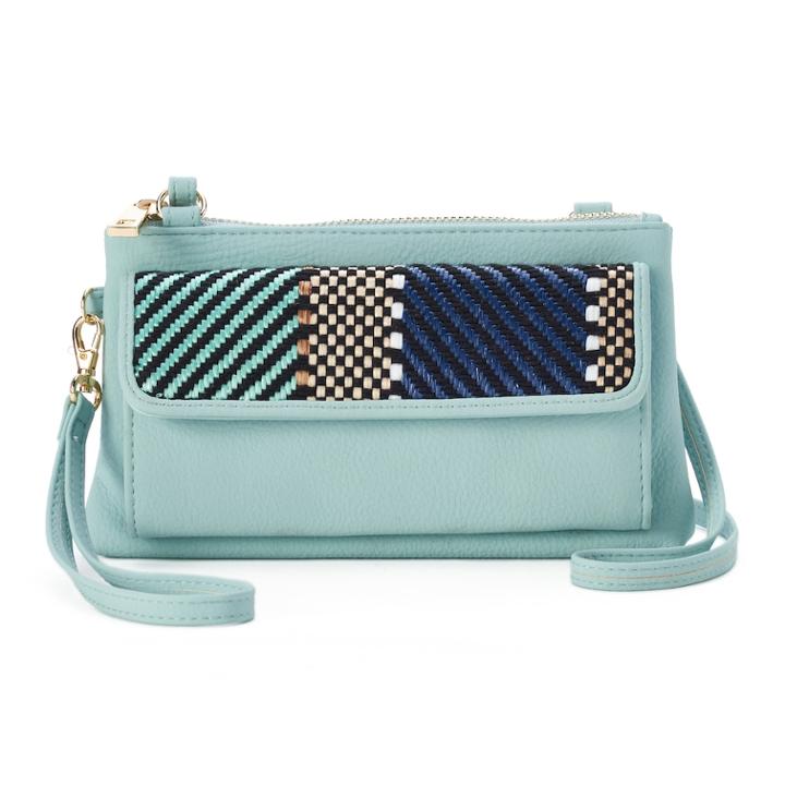 Apt. 9&reg; Chelsea Chevron Rfid-blocking Crossbody Wallet, Women's, Dark Blue