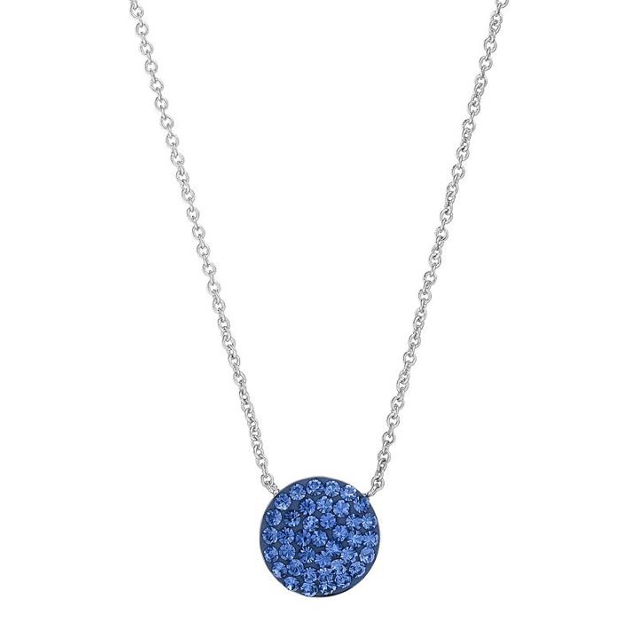 Silver Luxuries Silver Tone Crystal Disc Pendant Necklace, Women's, Blue