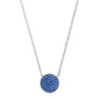 Silver Luxuries Silver Tone Crystal Disc Pendant Necklace, Women's, Blue