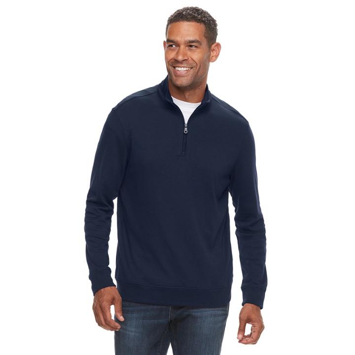Men's Croft & Barrow&reg; Classic-fit Easy-care Interlock Quarter-zip Pullover, Size: Medium, Dark Blue