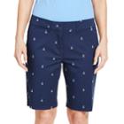 Women's Izod Print Bermuda Shorts, Size: 10, Navy Anchors