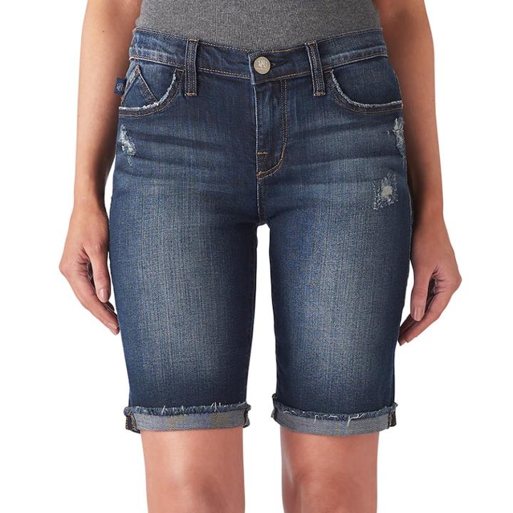 Women's Rock & Republic&reg; Kristy Cuffed Bermuda Jean Shorts, Size: 12, Dark Blue