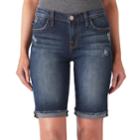 Women's Rock & Republic&reg; Kristy Cuffed Bermuda Jean Shorts, Size: 12, Dark Blue