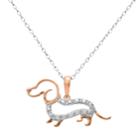 10k Rose Gold Over Silver And Sterling Silver 1/10-ct. T.w. Diamond Openwork Dog Pendant, Women's, Size: 18, White