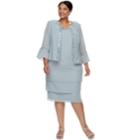 Plus Size Le Bos Tiered Dress & Jacket Set, Women's, Size: 14 W, Grey