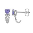 10k White Gold Tanzanite And Diamond Accent Heart Drop Earrings, Women's, Purple