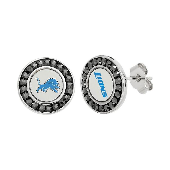 Detroit Lions Crystal Team Logo Stud Earrings, Women's, Blue