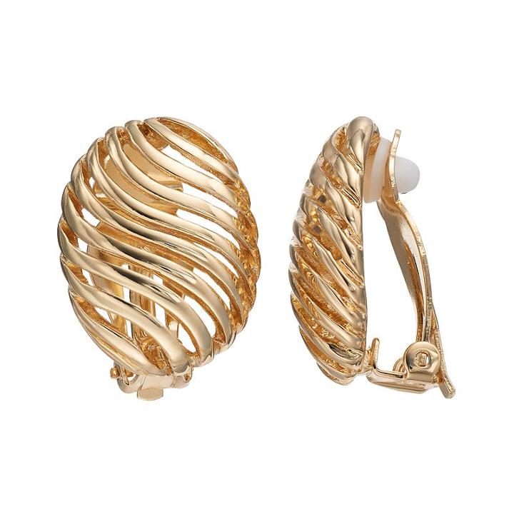 Dana Buchman Wavy Oval Nickel Free Clip On Earrings, Women's, Gold