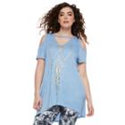 Madden Nyc Juniors' Plus Size Cold Shoulder Swing Tee, Girl's, Size: 1xl, Blue Other