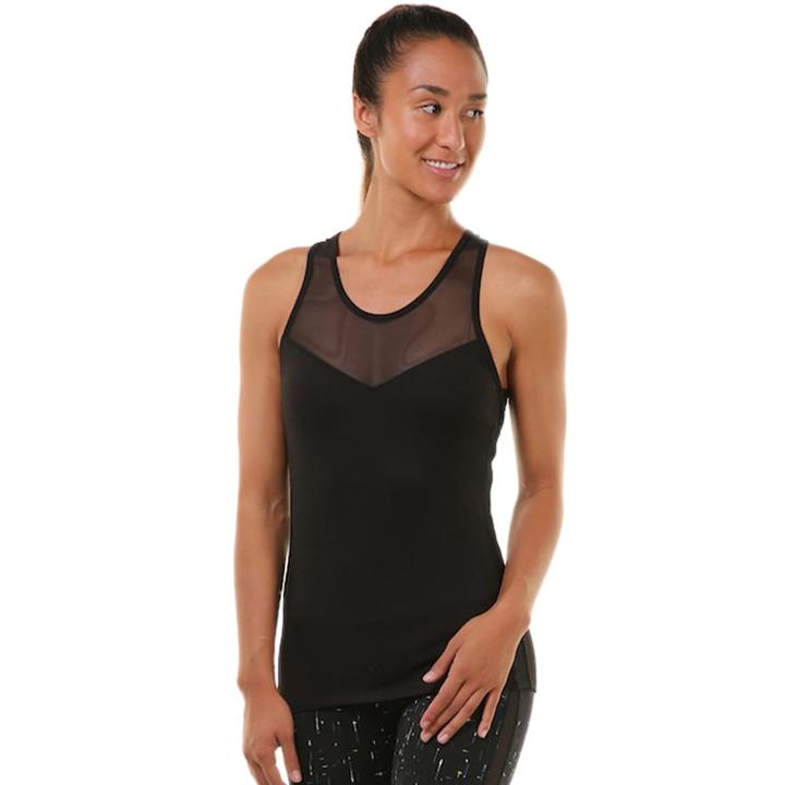 Women's Soybu Soiree Mesh Illusion Tank, Size: Large, Black