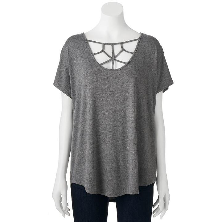 Juniors' Pink Rose Strappy Short Sleeve Top, Girl's, Size: Small, Grey Other