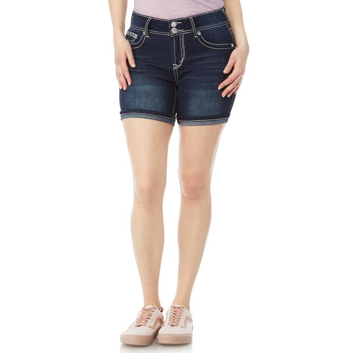 Juniors' Wallflower Bling Luscious Curvy High-waisted Midi Denim Shorts, Teens, Size: 15, Purple