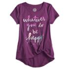 Girls 7-16 So&reg; Knot Front Graphic Tee, Size: 7-8, Drk Purple