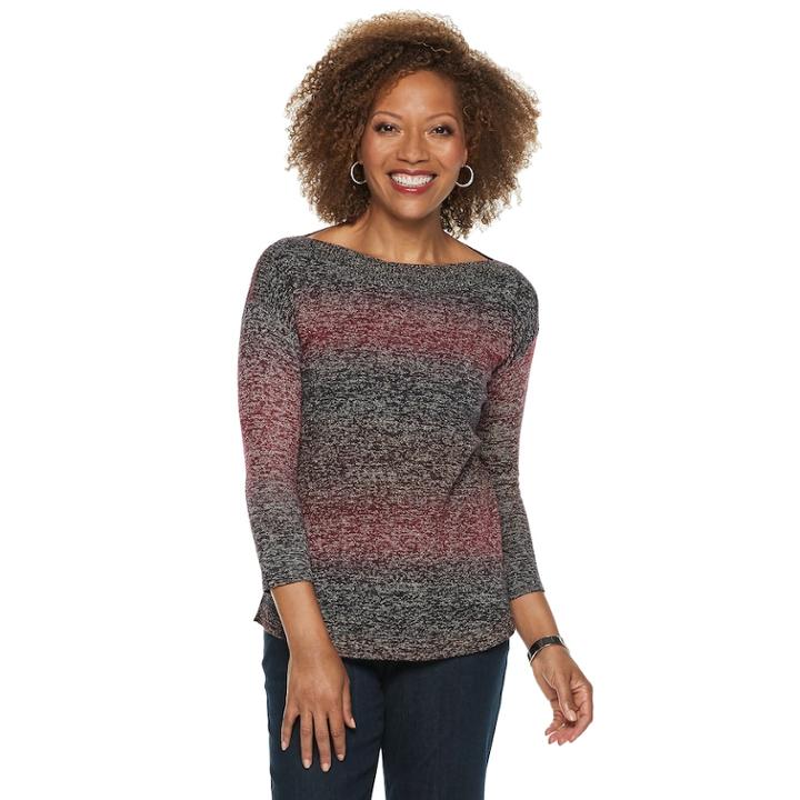 Petite Napa Valley Curved Hem Sweater, Women's, Size: L Petite, Med Purple