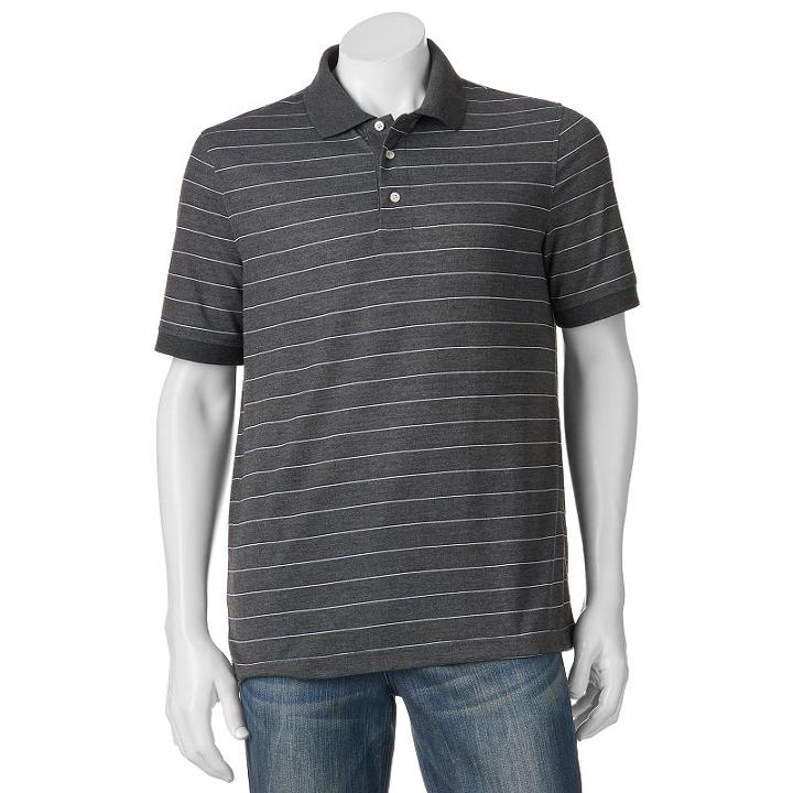 Men's Croft & Barrow&reg; Cool & Dry Classic-fit Striped Performance Polo, Size: Xl, Dark Grey