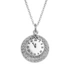 Disney's Cinderella Crystal Silver-plated Clock & Disc Pendant Necklace, Women's, Grey