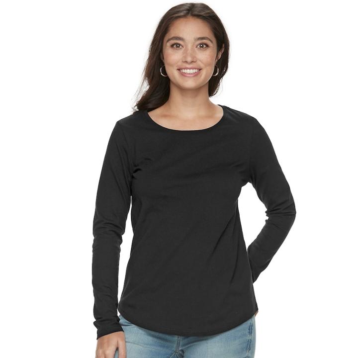 Petite Sonoma Goods For Life&trade; Essential Crewneck Tee, Women's, Size: Xl Petite, Black