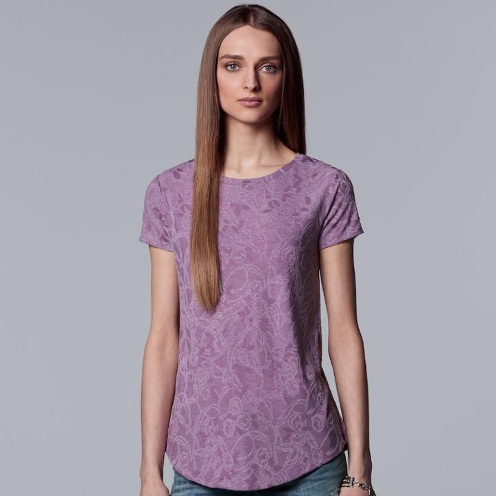 Women's Simply Vera Vera Wang Essential Floral Tee, Size: Small, Med Purple