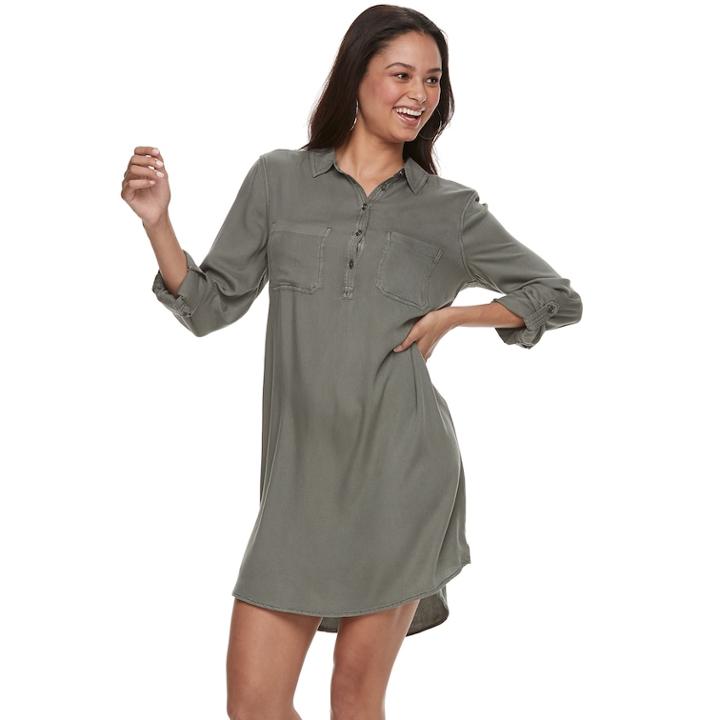 Juniors' So&reg; Utility Shirtdress, Teens, Size: Xl, Med Grey