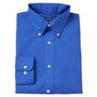 Men's Croft & Barrow&reg; Fitted Solid Easy Care Button-down Collar Dress Shirt, Size: 17.5 36/37, Blue (navy)