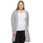Juniors' Plus Size So&reg; Hooded Long Cardigan Sweater, Teens, Size: 1xl, Grey