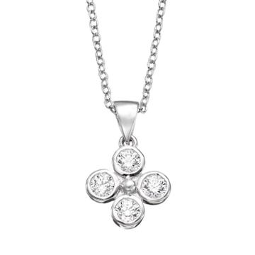 Sunstone 925 Sterling Silver Flower Pendant Necklace - Made With Swarovski Zirconia, Women's, Size: 18, White