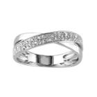 Sterling Silver 1/6 Carat T.w. Diamond Crisscross Ring, Women's, White
