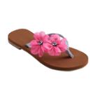 Girls 4-16 Chiffon Flower Flip Flops, Girl's, Size: 1/2, Med Pink