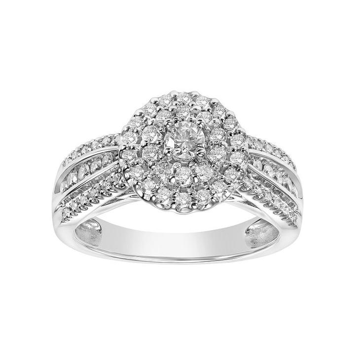 Simply Vera Vera Wang 14k White Gold 3/4 Carat T.w. Diamond Halo Engagement Ring, Women's, Size: 5.50