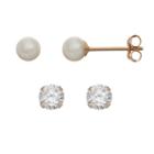 Taylor Grace Freshwater Cultured Pearl & Cubic Zirconia 10k Gold Stud Earring Set, Women's, White