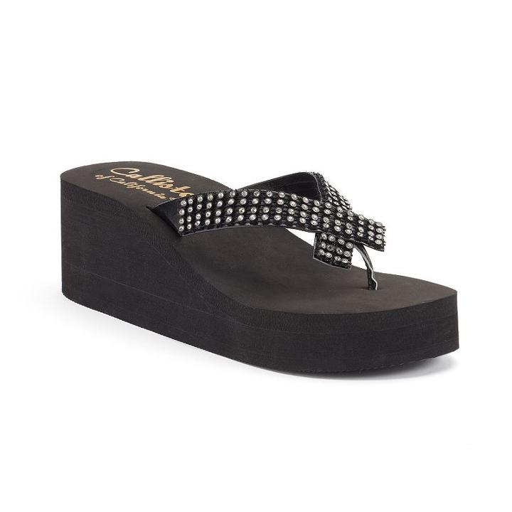Callisto Of California Montego Women's Platform Wedge Sandals, Size: 9, Black