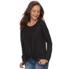Juniors' Pink Republic Tie Front Top, Teens, Size: Large, Grey Other