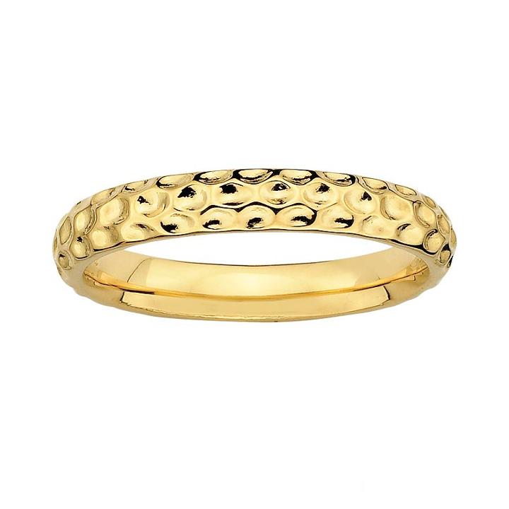 Stacks And Stones 18k Gold Over Silver Hammered Stack Ring, Women's, Size: 5, Yellow
